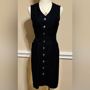 Talbots Vintage Shirt black Dress Button Down belted size 6